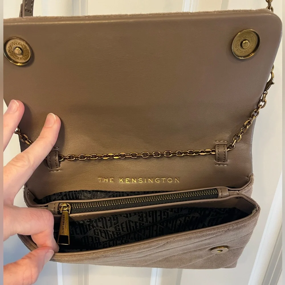 Kurt Geiger Quilted Suede Crossbody Bag - Brown - Picture 4 of 7